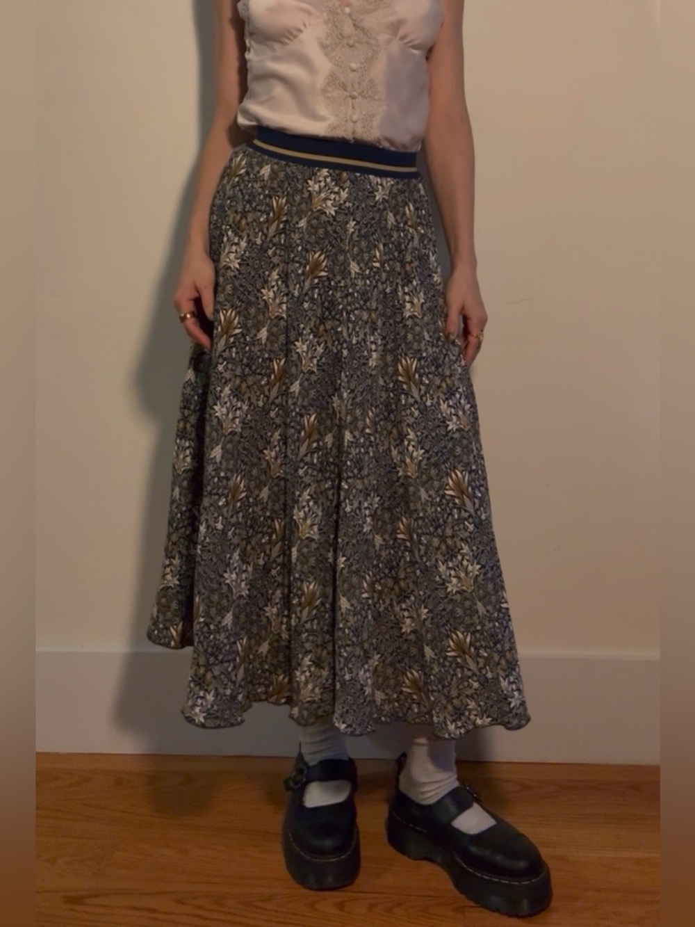 William Morris & Co x H&M Pleated Midi Skirt Snakeshead Floral Print XS